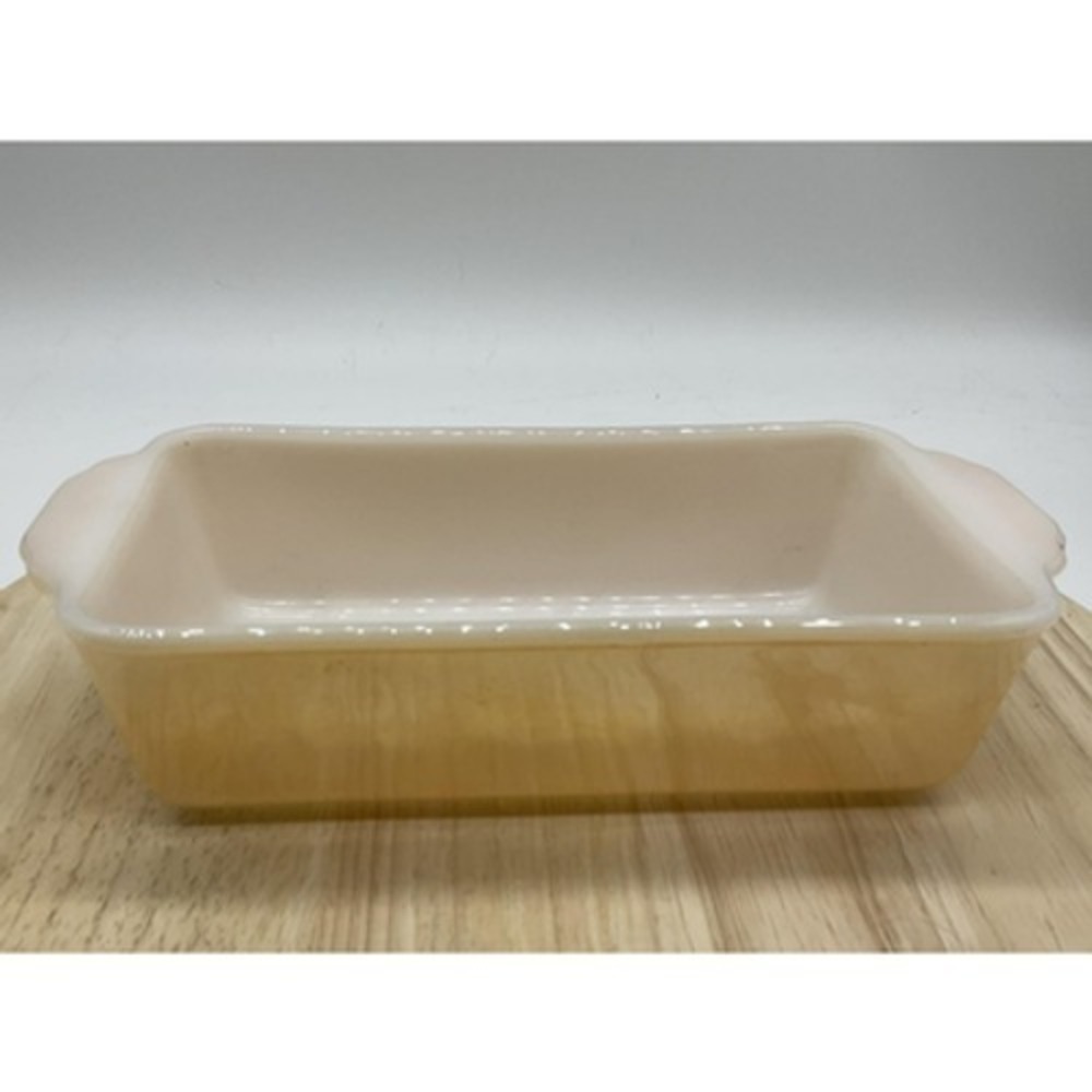 Vintage Fire-King Copper Tint Loaf Pan Milk Glass Baking Dish Oven Ware Made USA